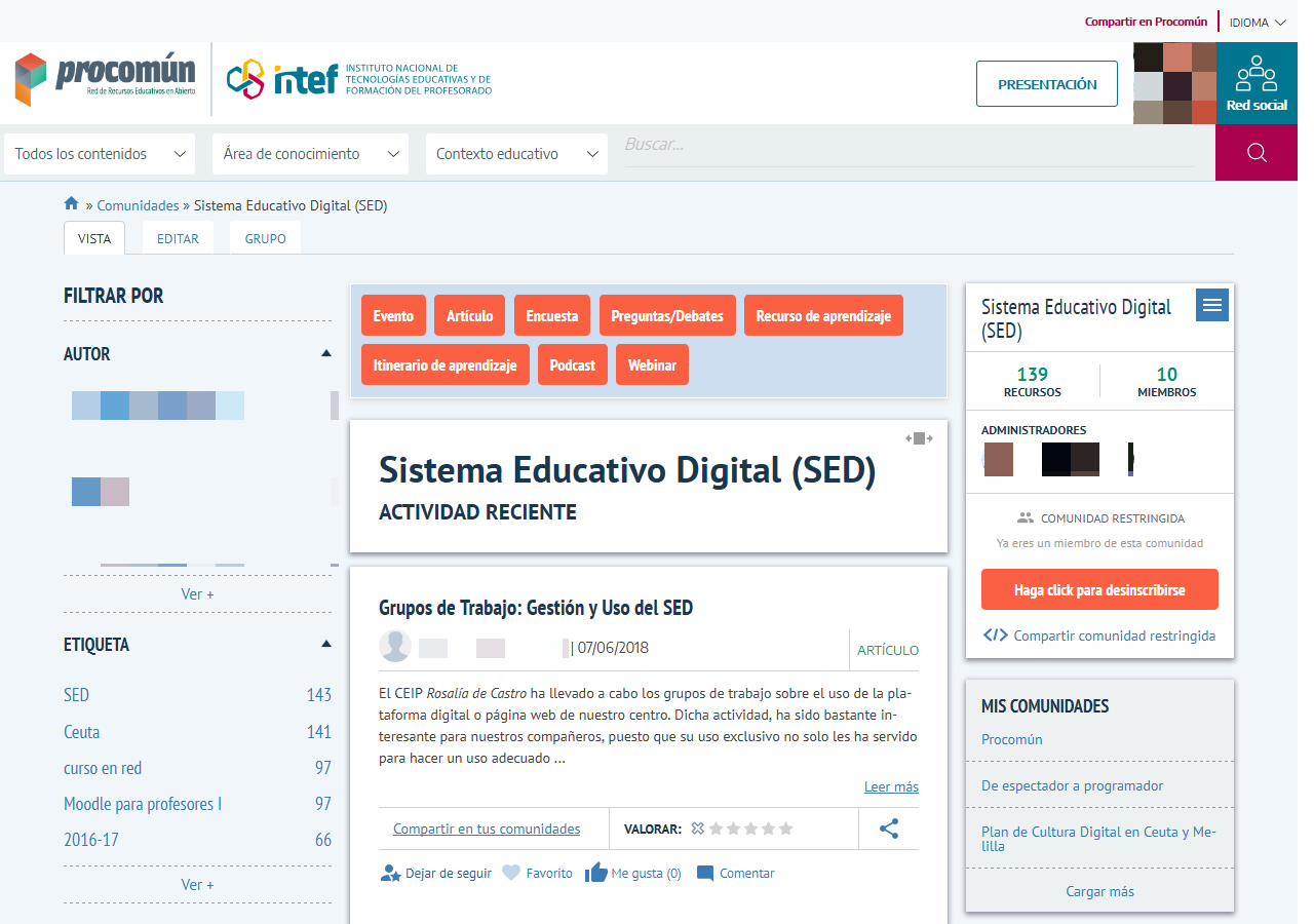 Comunidad SED en Procomún